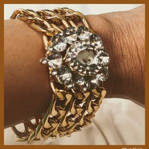 Crystal Brooch Expandable Statement Bracelet